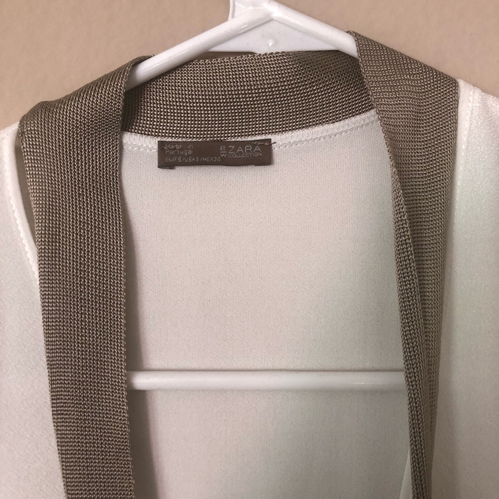 NWOT Zara Asymmetrical Cream Tunic Blouse Neutral - Picture 2 of 8